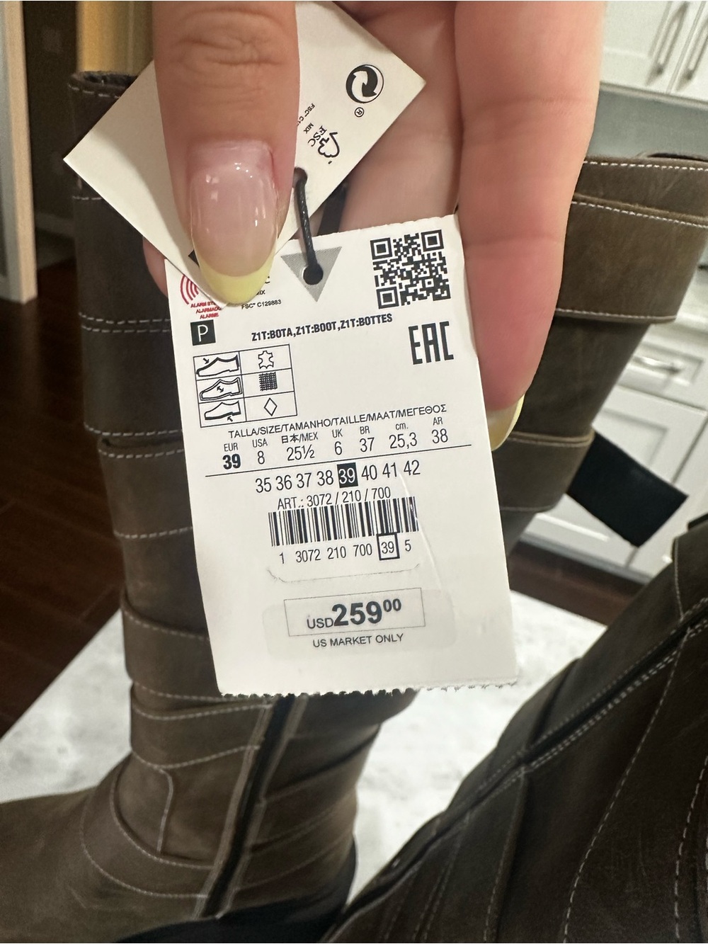 Zara Brown Buckled Knee-High Combat Boots - Picture 5 of 5